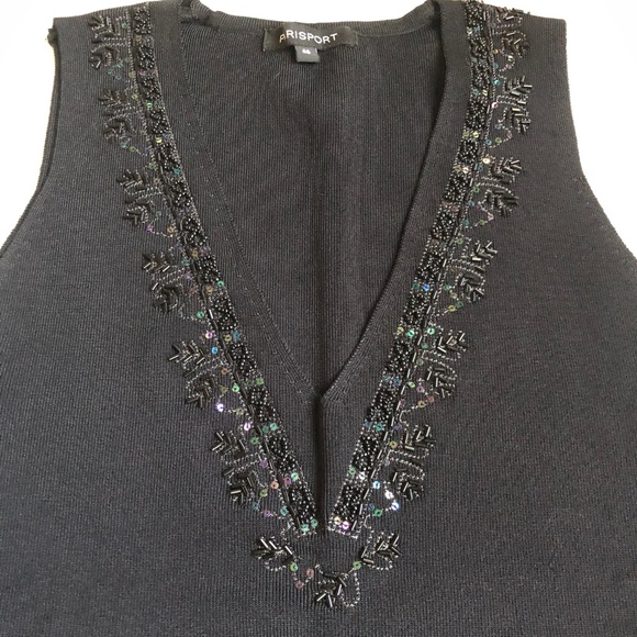 NWOT Black V-neck Top Women's Size 10 from Paris - Picture 2 of 5